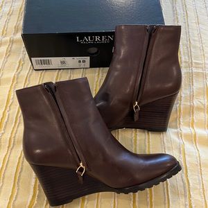 NIB Ralph Lauren Shaley Brown Calf Leather ankle Booties 8M
